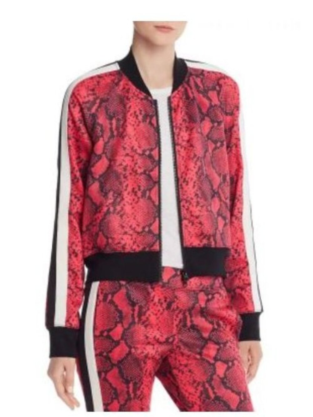 Pam & Gela Baby boa cropped jacket pink red Rasberry NWT - Size XS